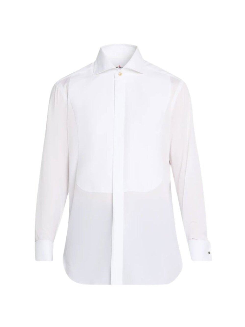 Kiton Tuxedo Pique Bib Button Down Shirt Mens 40 16 White Cotton French Cuff